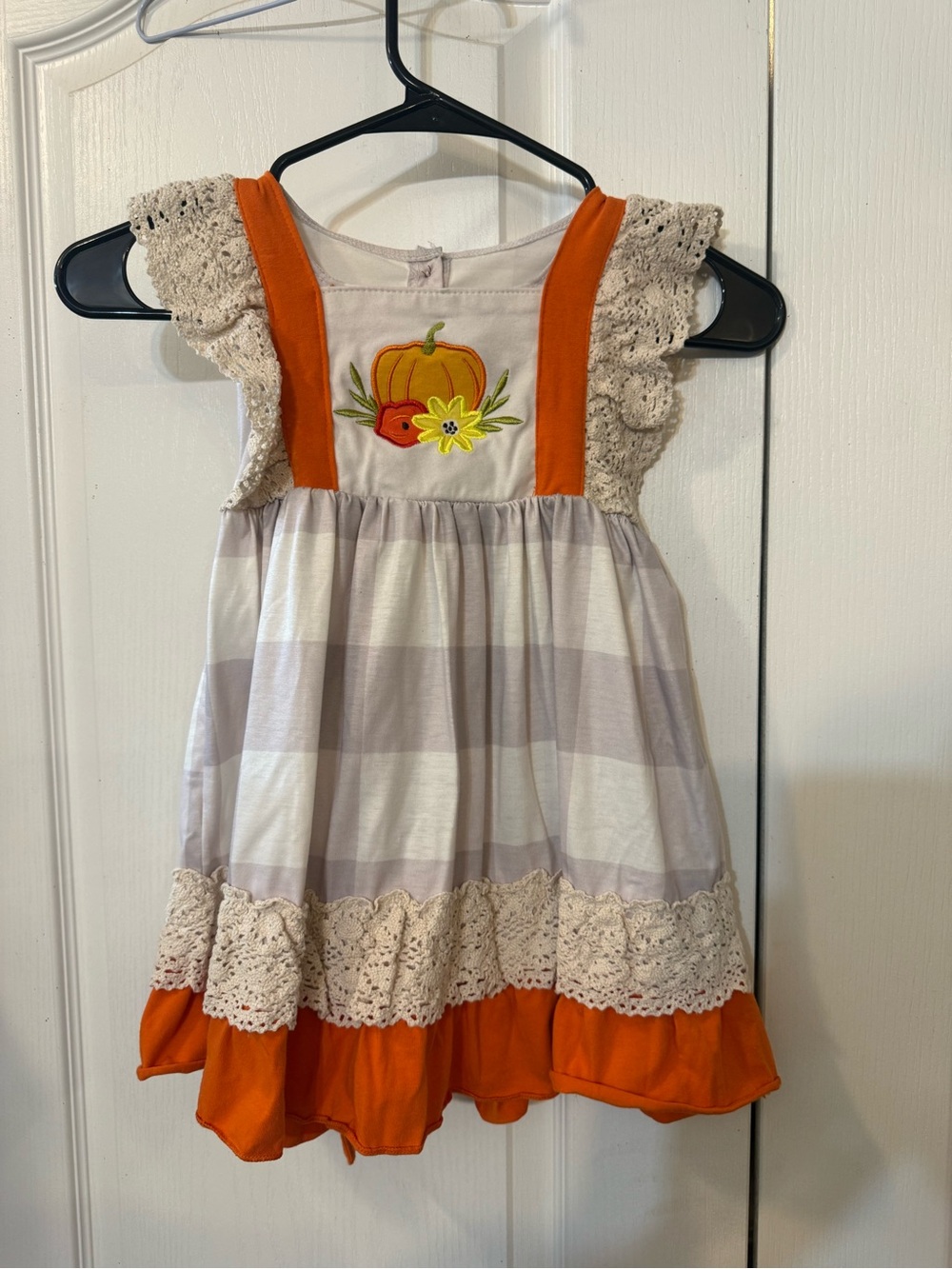 Girls Pumpkin Appliqué Sundress — Orange & Cream Boutique Style